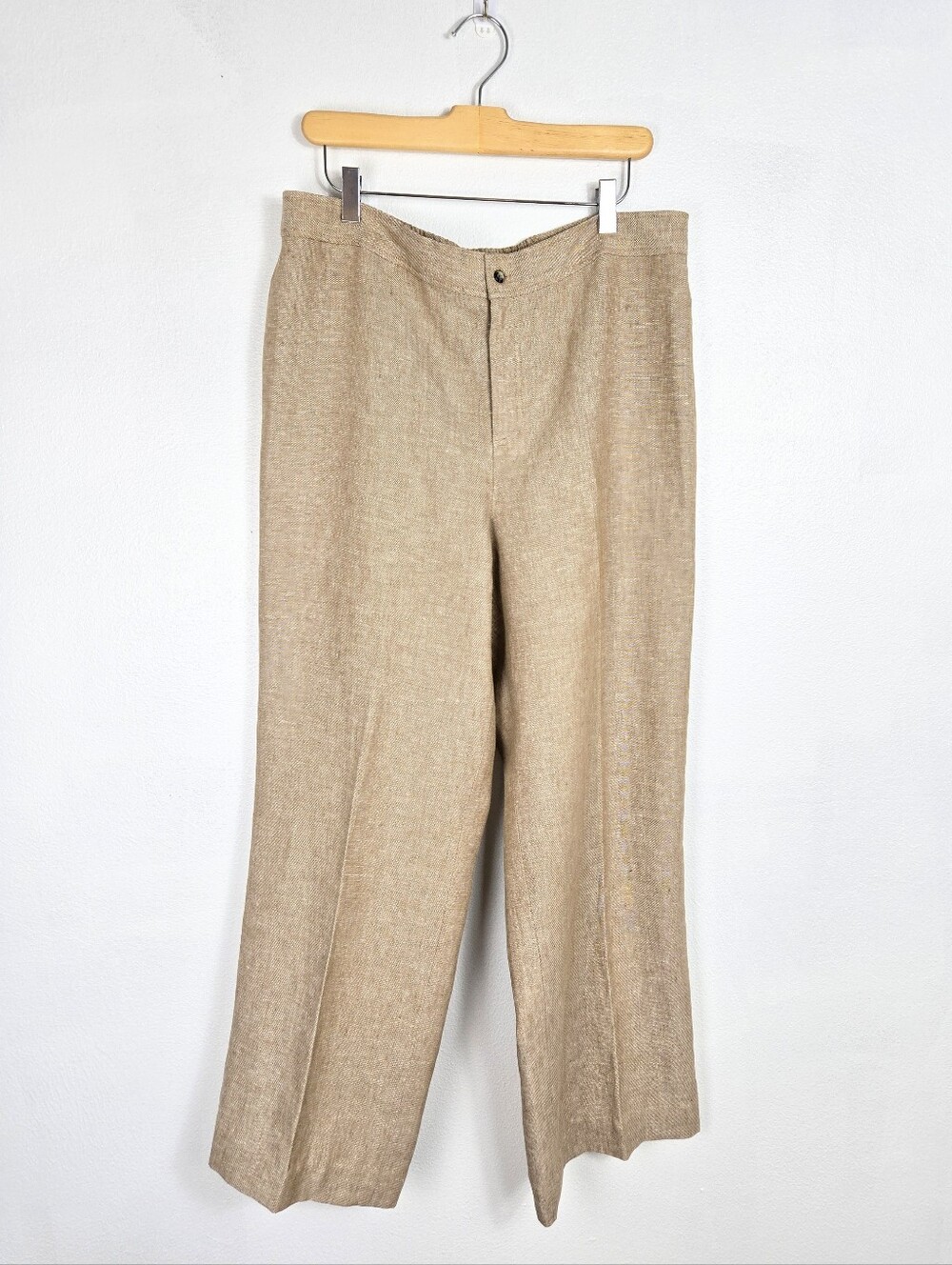 db Life Dana Buchman 100% Linen Pants Heavy Beige Cream Woven Baggy Size Medium